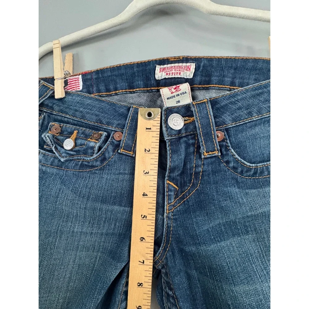 True Religion Becky Bootcut Jeans Petite Dark Wash Denim USA Made Size 26 - Picture 9 of 14